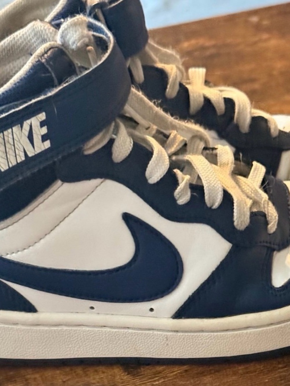Nike Kids Navy and White High-Top Sneakers